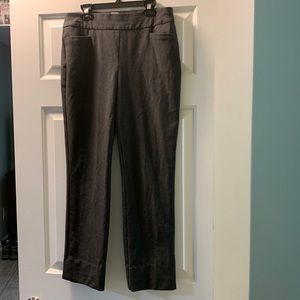 Chico’s pants, gray, flat front, pockets, elastic waist, size OR US 4R